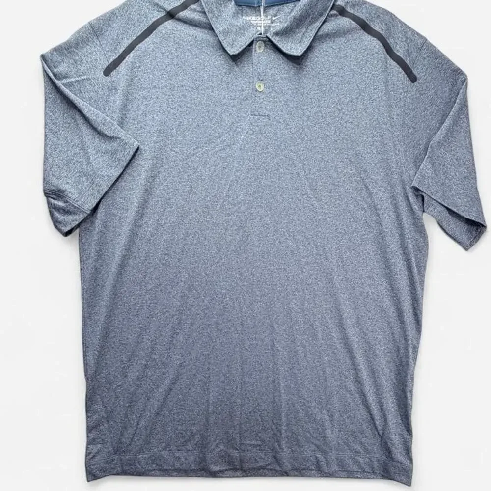 Nike Golf Tour Performance Mens Large Heather Slate Blue Dri-Fit Polo NWT